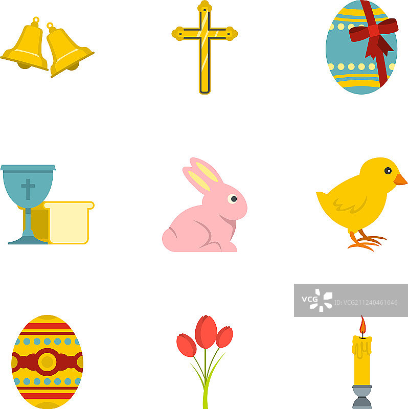 复活节快乐图标扁平风格图片素材