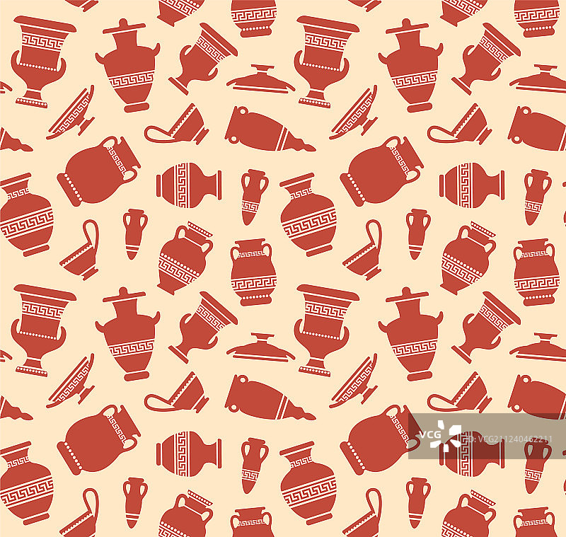 带有古董花瓶的无缝背景图片素材