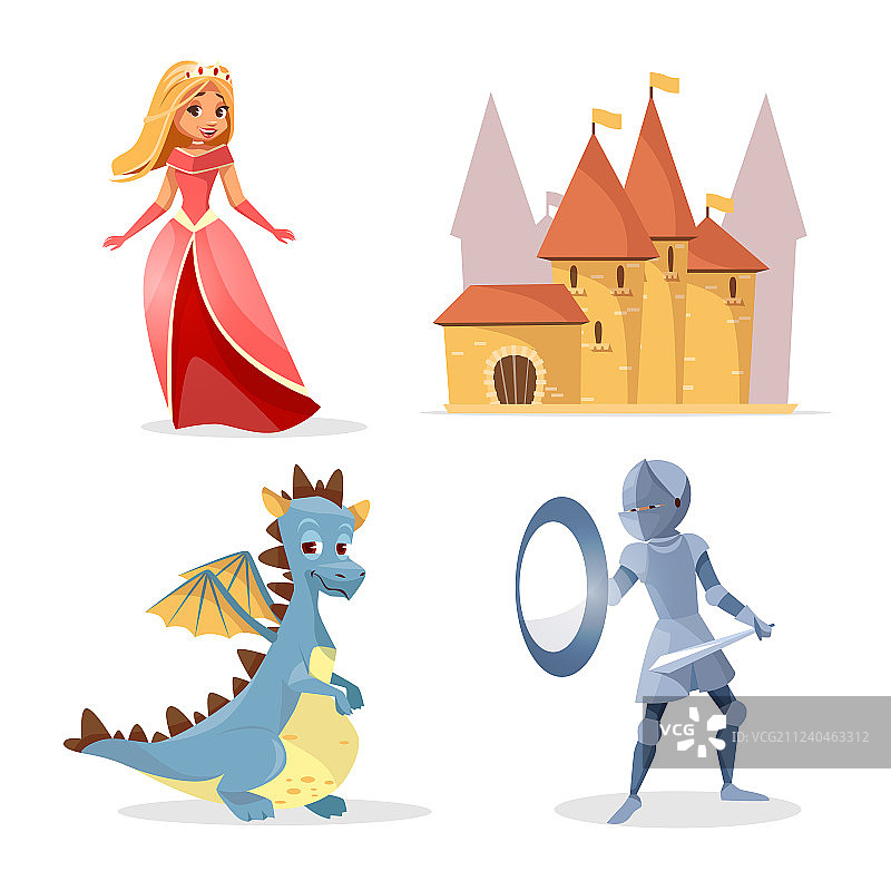 卡通中世纪童话人物套装图片素材