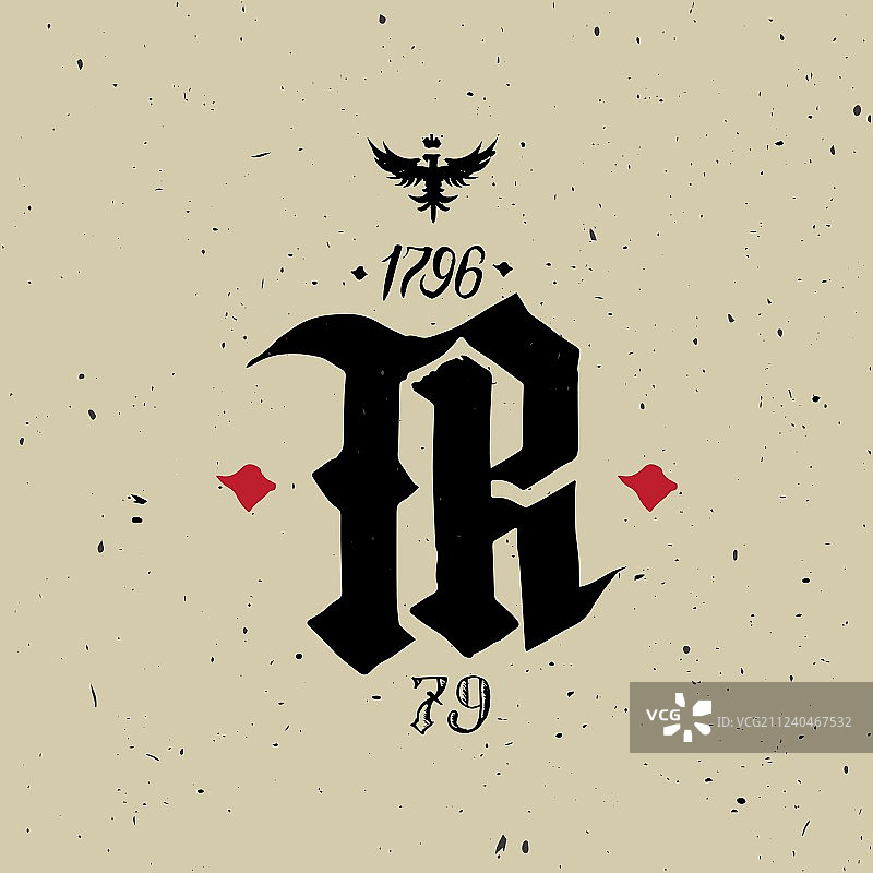 老鹰和书法设计的字母图片素材