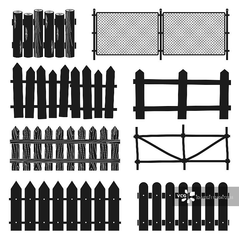 乡村木栅栏轮廓图片素材