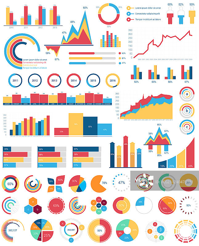 信息图表的各种设计元素图片素材