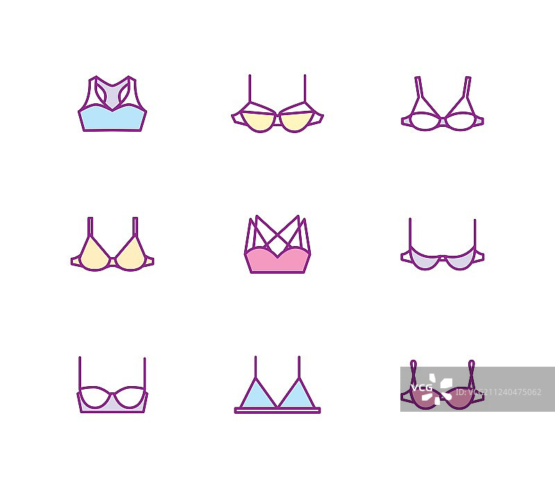 女士文胸图标集图片素材