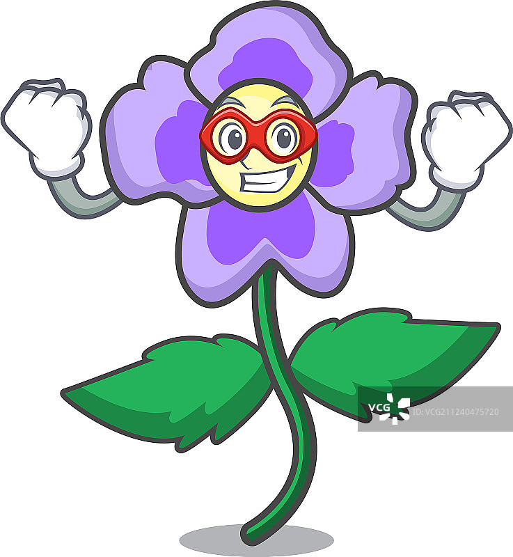 卡通超级英雄三色堇花朵形象图片素材