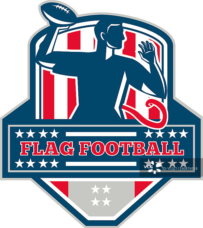 复古橄榄球四分卫传球标志图片素材