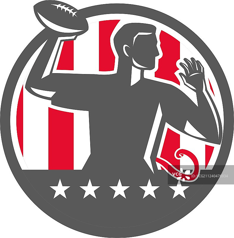 腰旗橄榄球四分卫传球复古风格图片素材