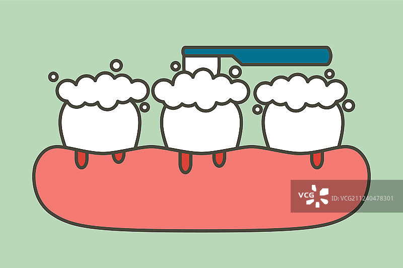 刷牙时牙龈和牙齿出血图片素材