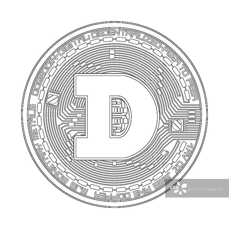 加密货币狗狗币黑白符号图片素材