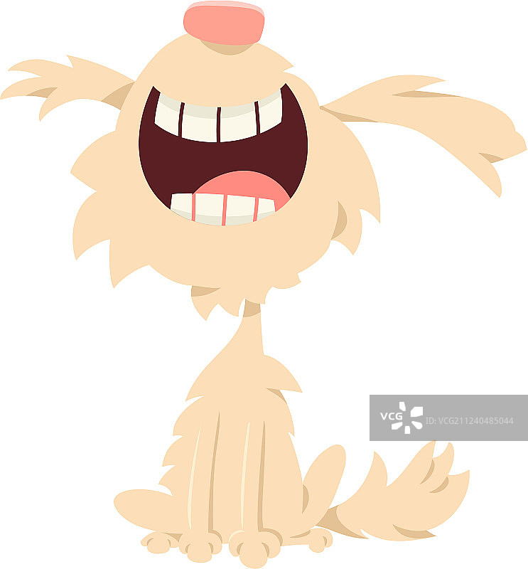 快乐的蓬松小狗卡通角色图片素材