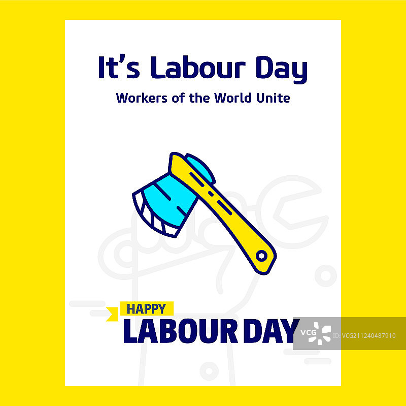 蓝黄色劳动节设计图片素材