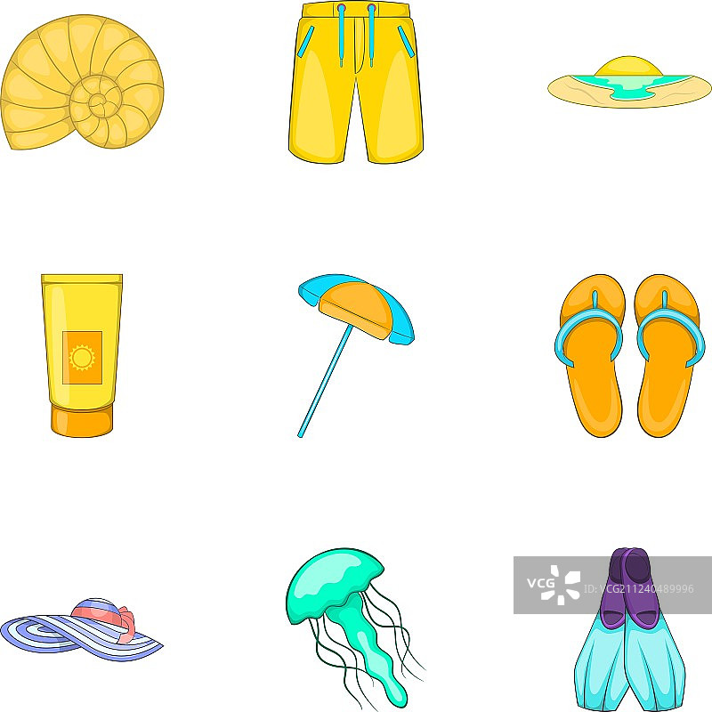 卡通风格沙滩图标图片素材