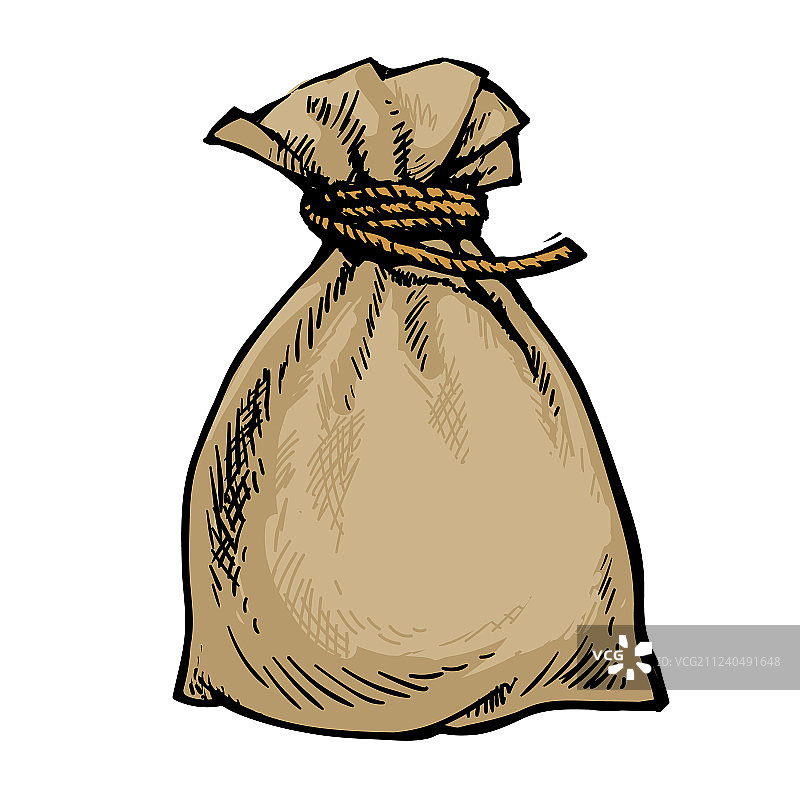 装满钱的旧帆布袋图片素材