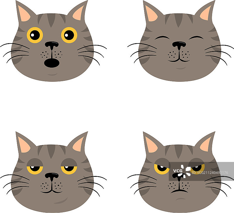 卡通猫表情符号套装图片素材