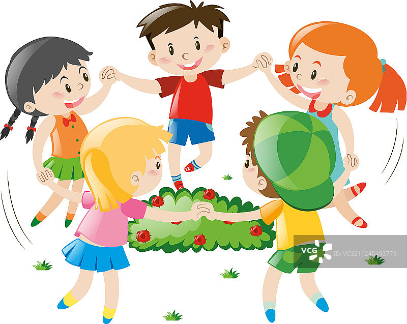 孩子们手拉手围成圈图片素材