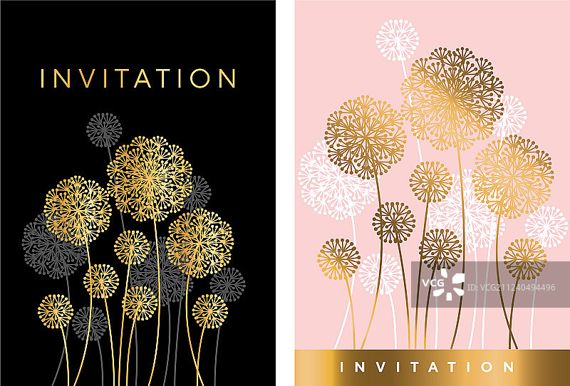 抽象白色和金色夏季蒲公英图案图片素材