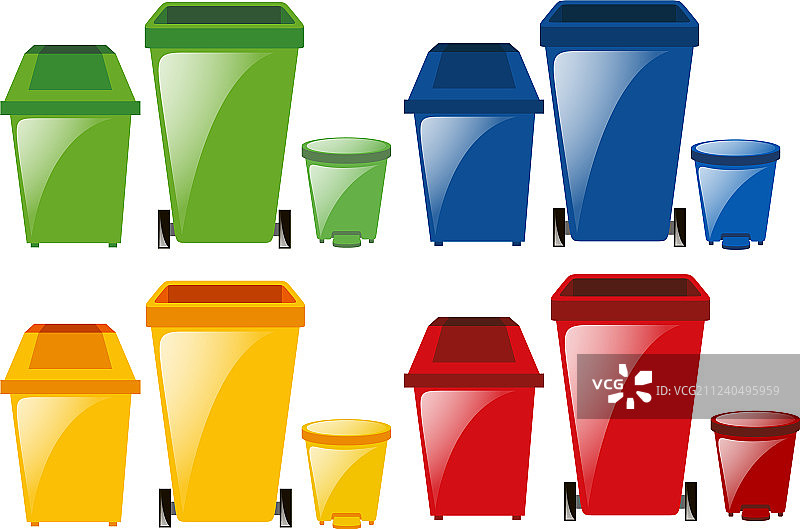 不同颜色的垃圾桶合集图片素材