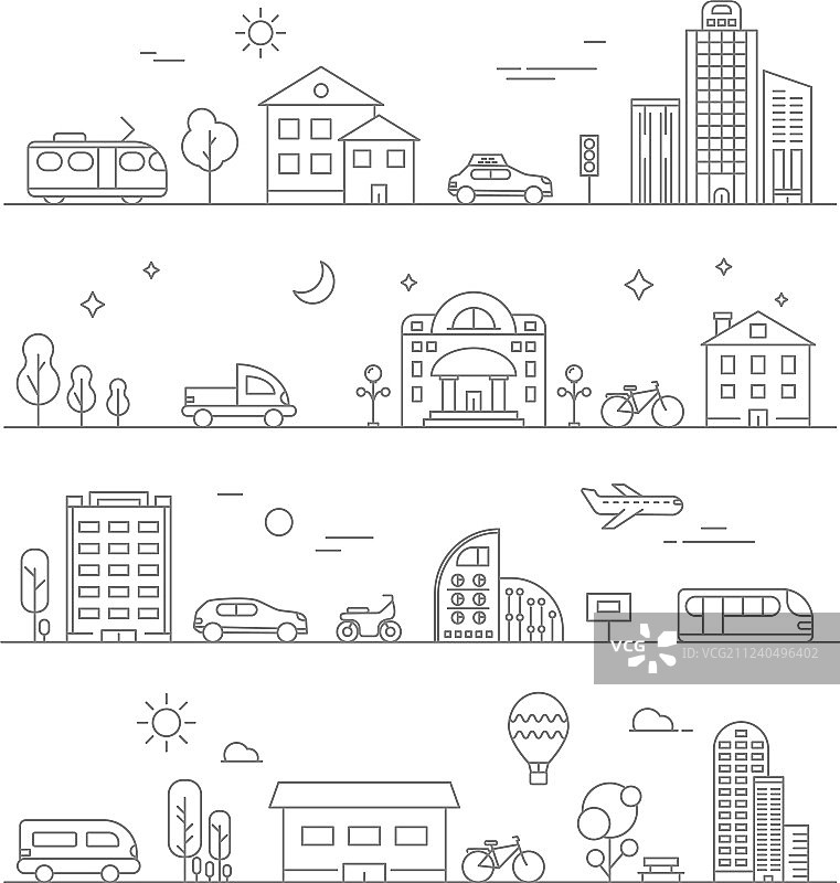 城市交通线性交通运输符号图片素材