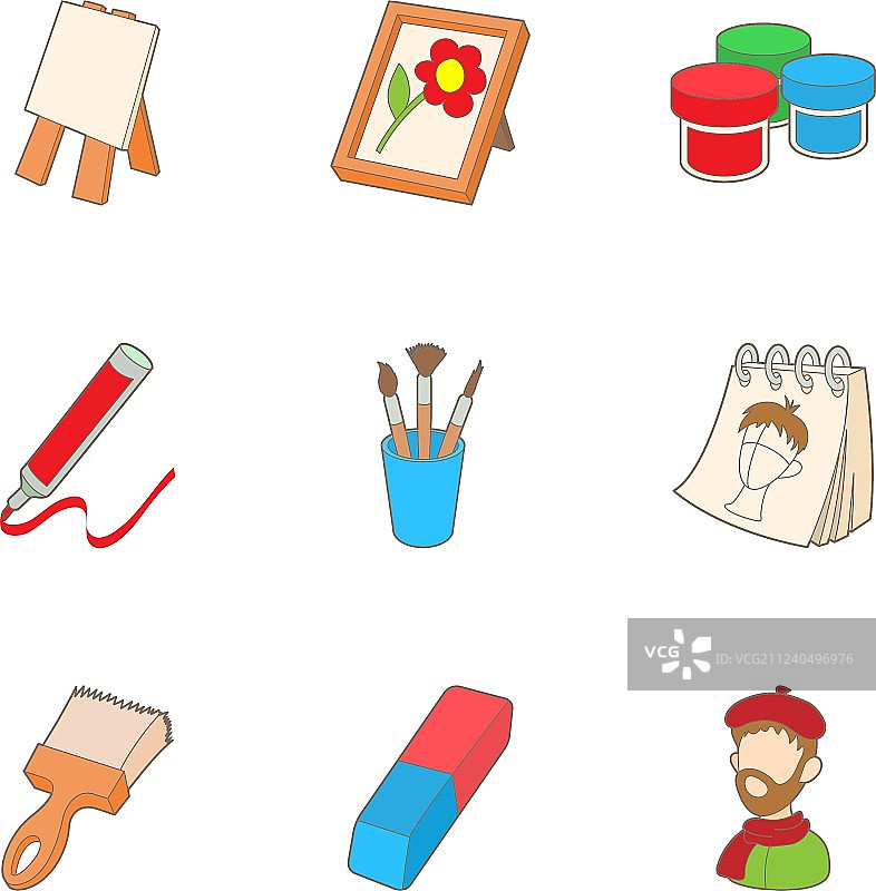 卡通风格手绘图标集图片素材