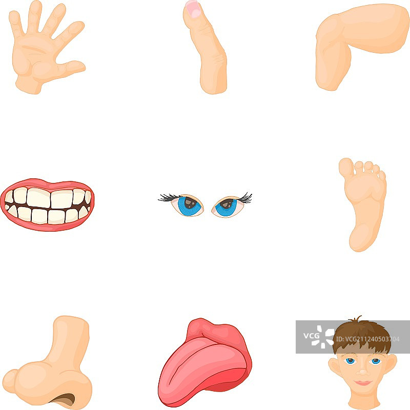 卡通风格的身体部位图标图片素材