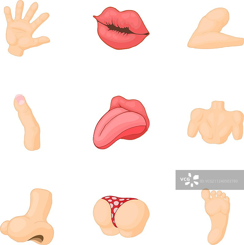 身体外部部位图标卡通风格图片素材