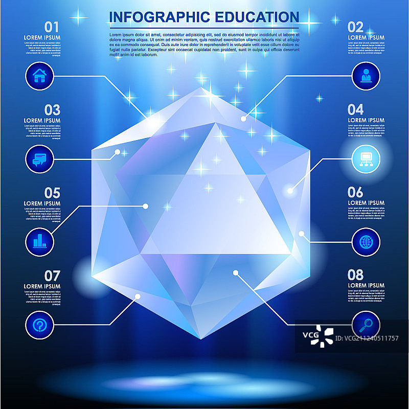 蓝色网络图标的菱形模板图片素材