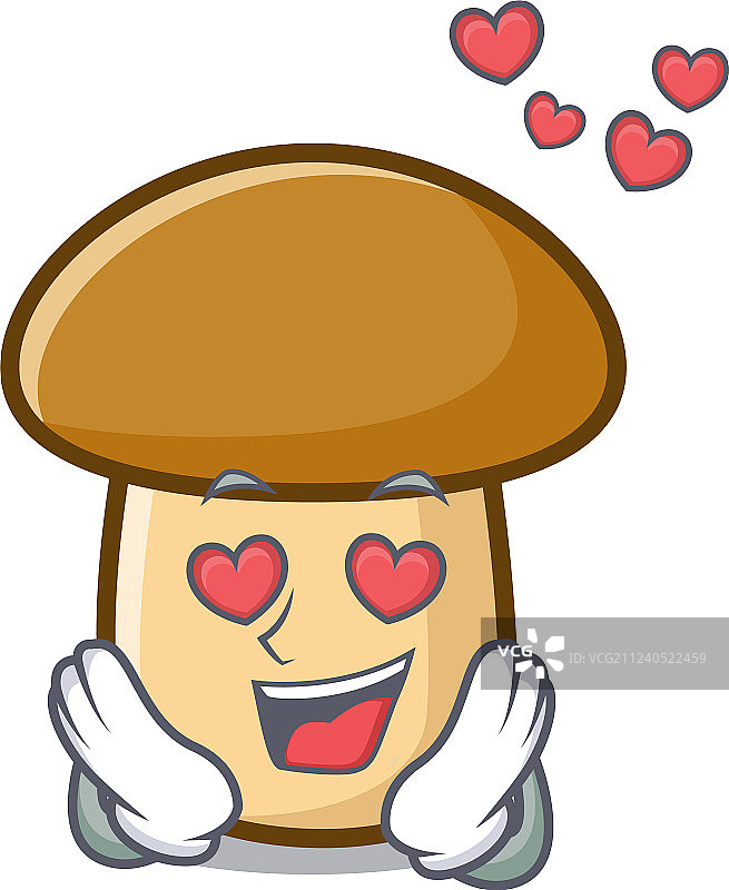 恋爱中的美味牛肝菌卡通吉祥物图片素材