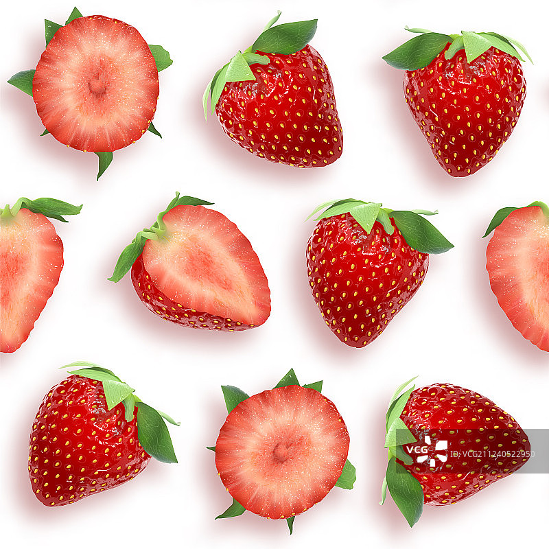 草莓无缝图案切片和整体图片素材