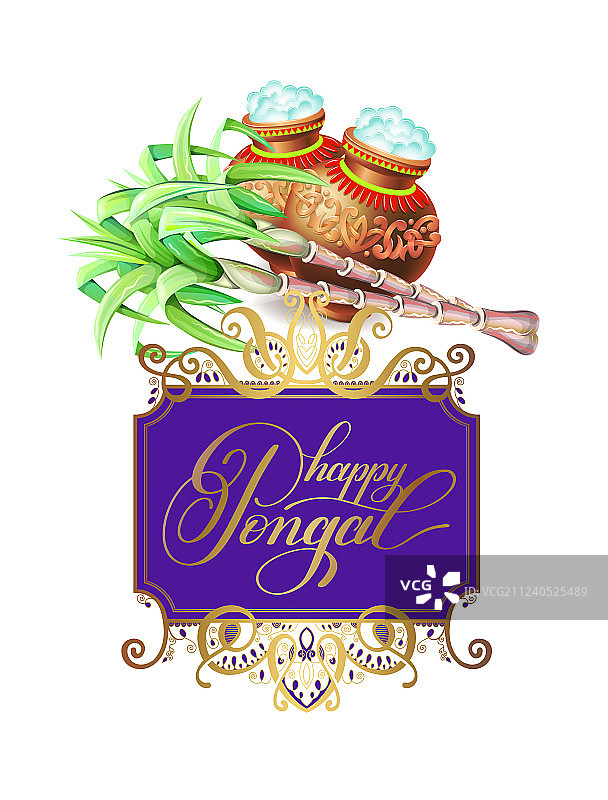 致南印度丰收节的邦戈尔节贺卡图片素材