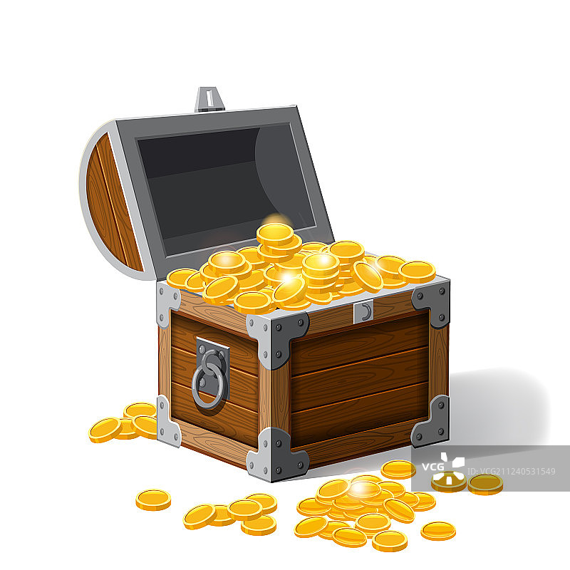 装满金币的宝藏海盗箱图片素材