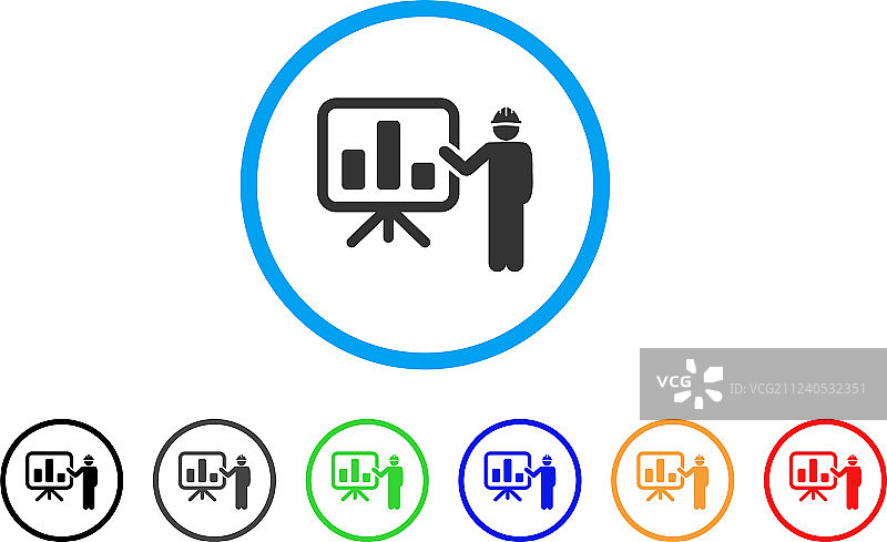 工程师指向图表板圆形图标图片素材