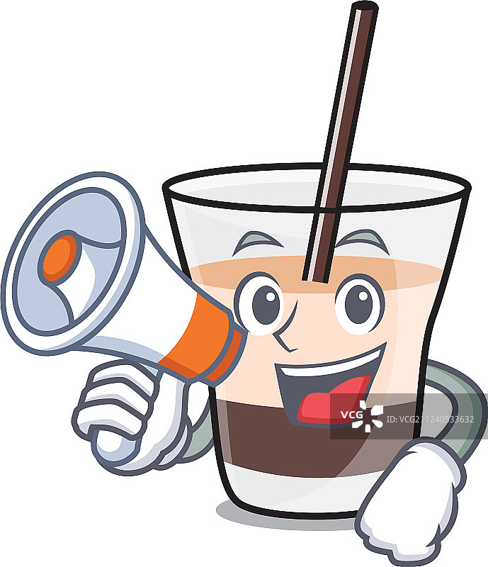 卡通风格的白色俄罗斯人角色和扩音器图片素材