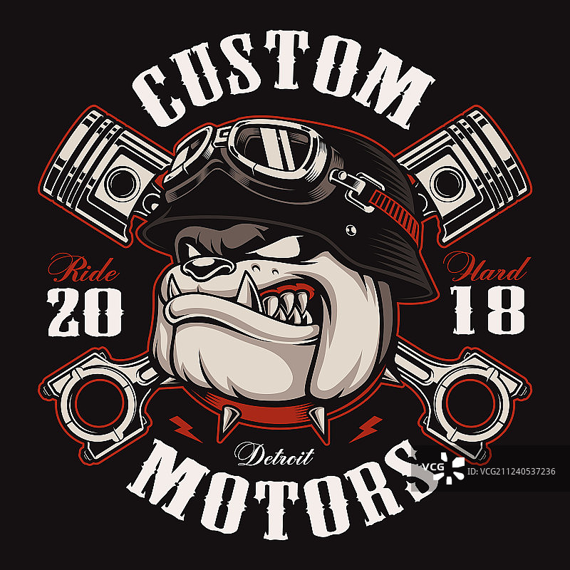 骑自行车的人斗牛犬T恤设计彩色版图片素材