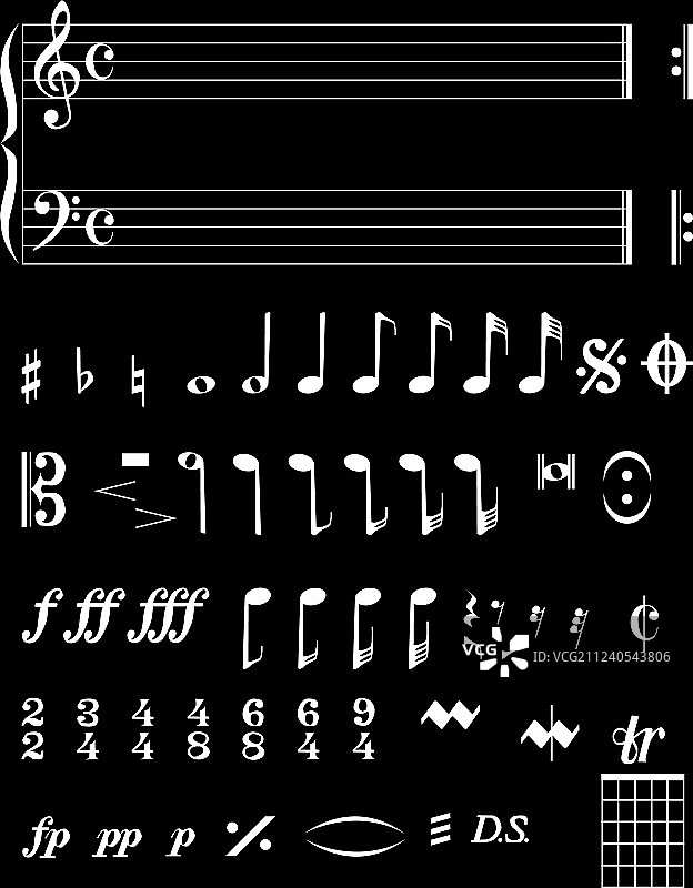 负片音符图片素材