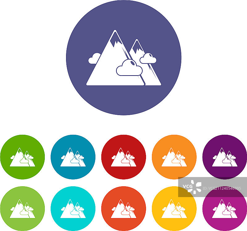 彩色山脉图标合集图片素材