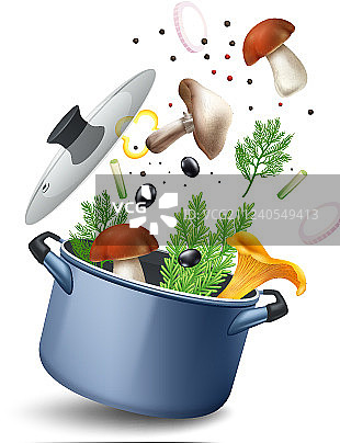 蘑菇汤锅组合图片素材