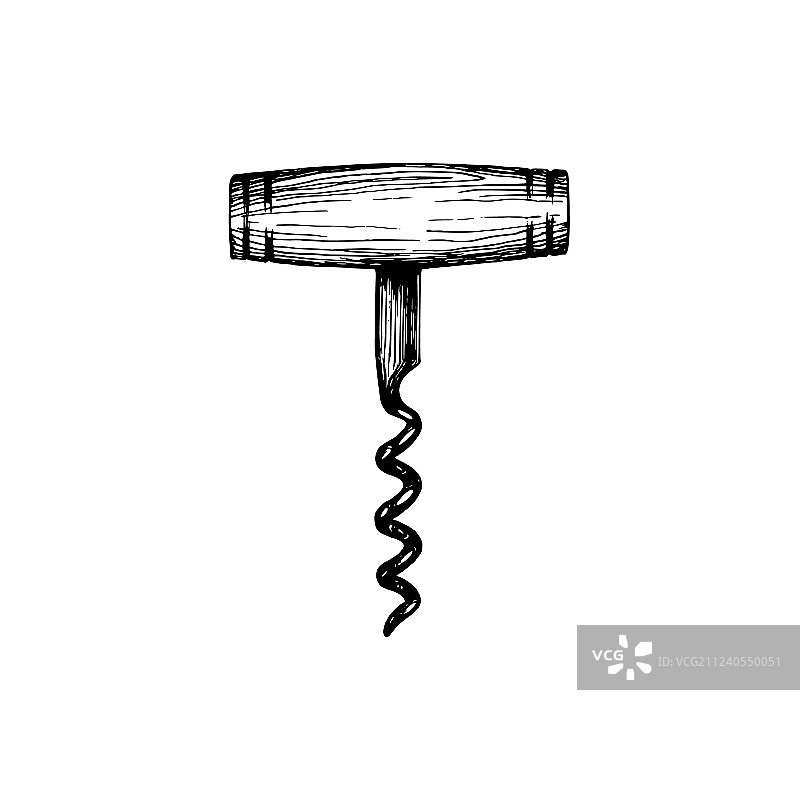 手绘厨房螺旋开瓶器图片素材