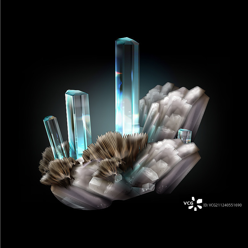 未经处理的海蓝宝石图片素材