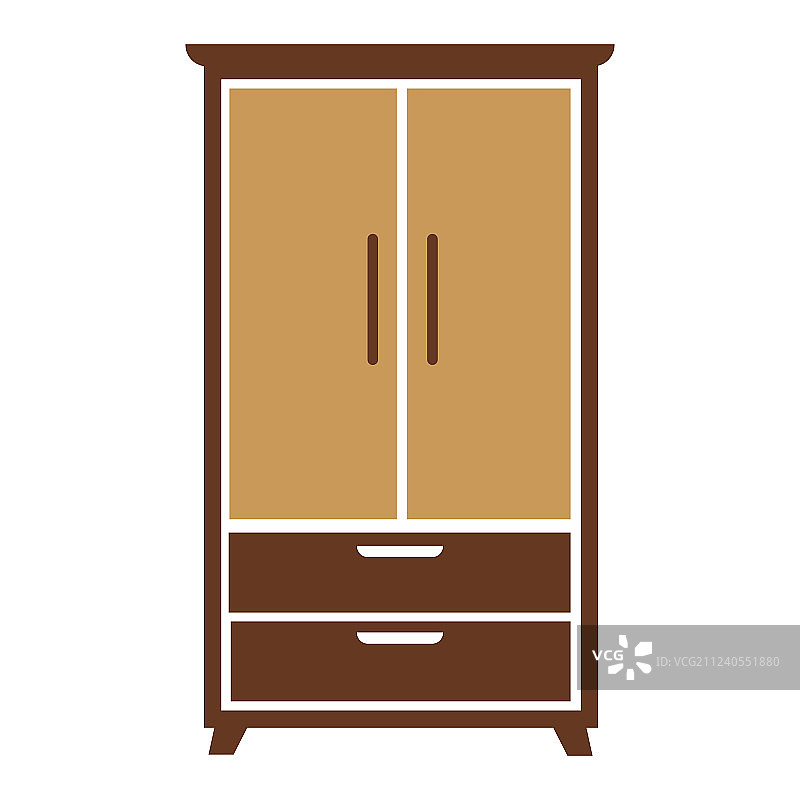棕色木制卡通简约衣柜扁平风格图片素材