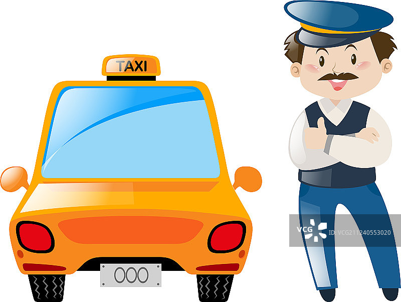 出租车司机站在出租车旁图片素材