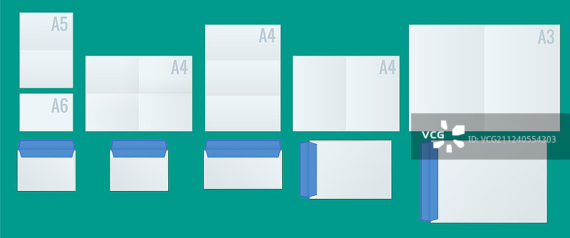 国际纸张和信封比例图片素材