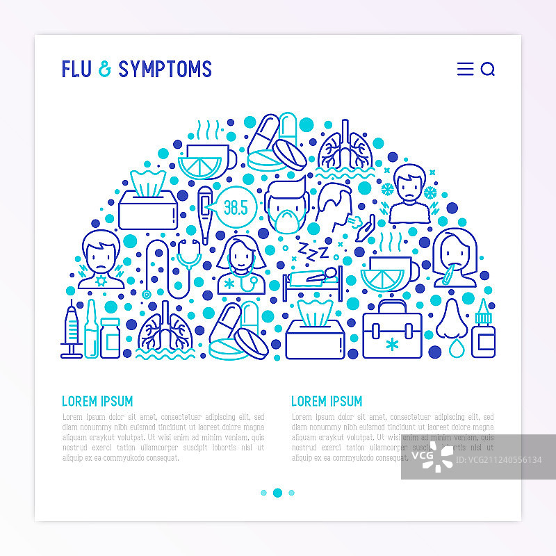 半圆中的流感和症状概念图片素材