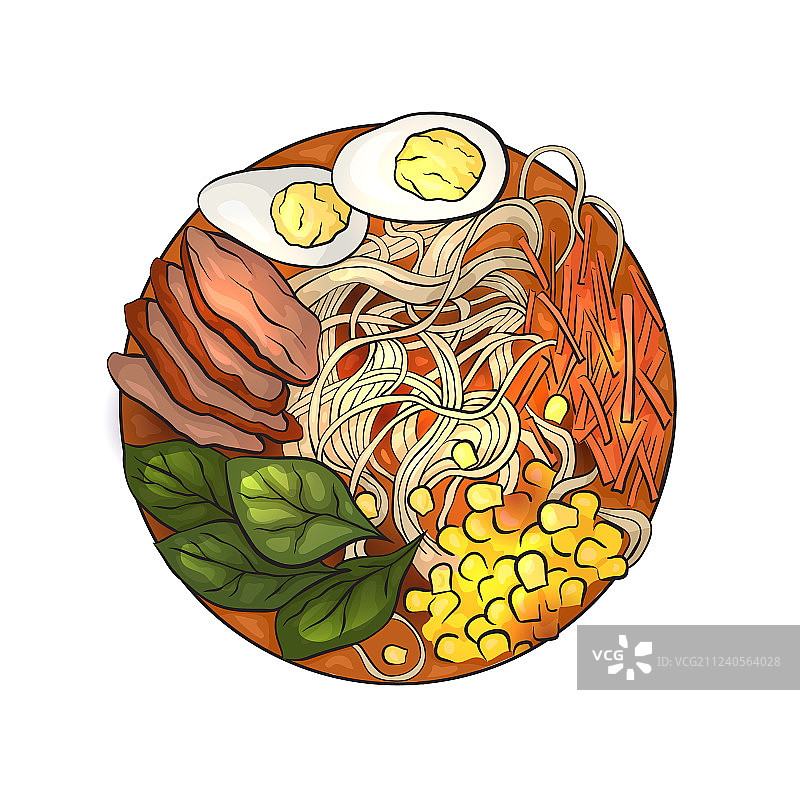 拉面卡通填色图图片素材