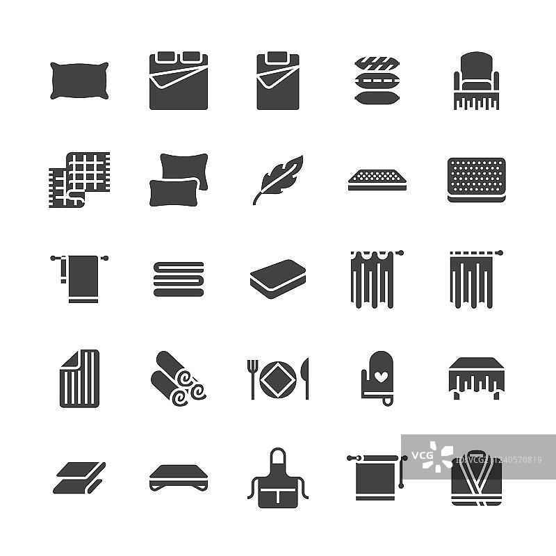 床上用品扁平图标：骨科床垫图片素材