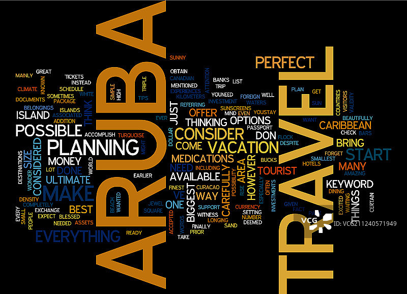 阿鲁巴旅游文字背景词云概念图片素材