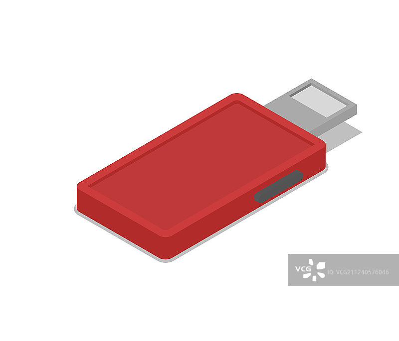 2.5D红色U盘等距3D图标图片素材