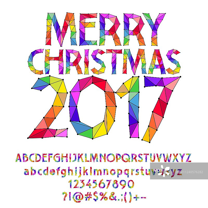 彩虹色拼接的2017圣诞节贺卡图片素材