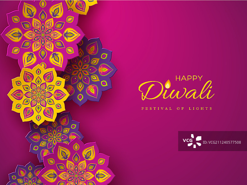 纸雕风格排灯节节日设计图片素材