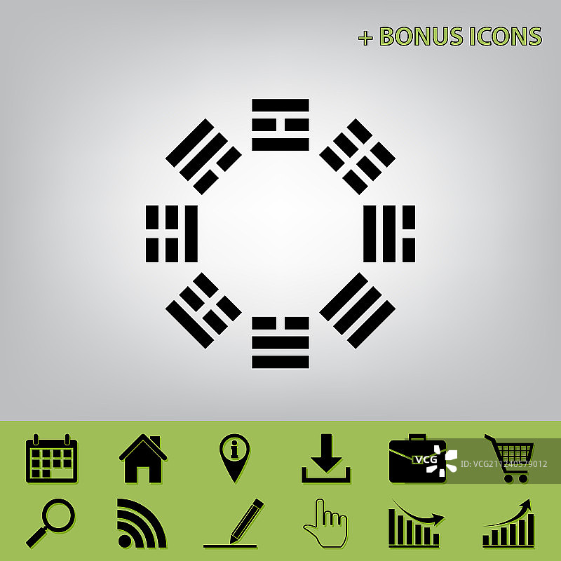 灰色背景上的八卦符号黑色图标图片素材