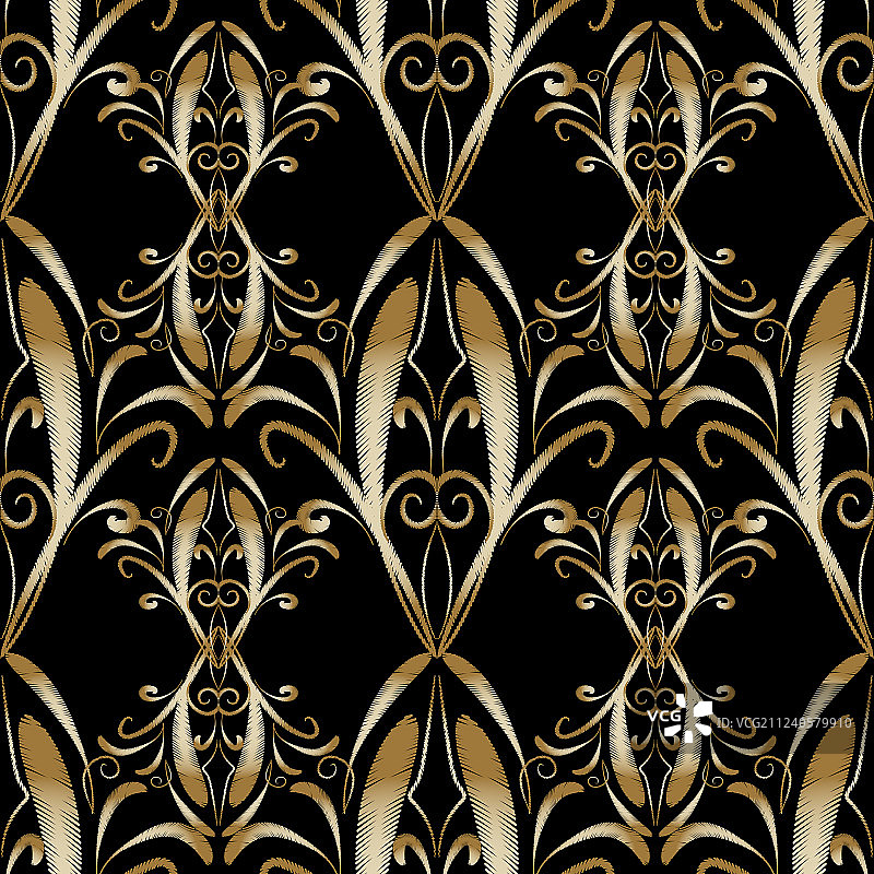 刺绣大马士革无缝图案图片素材