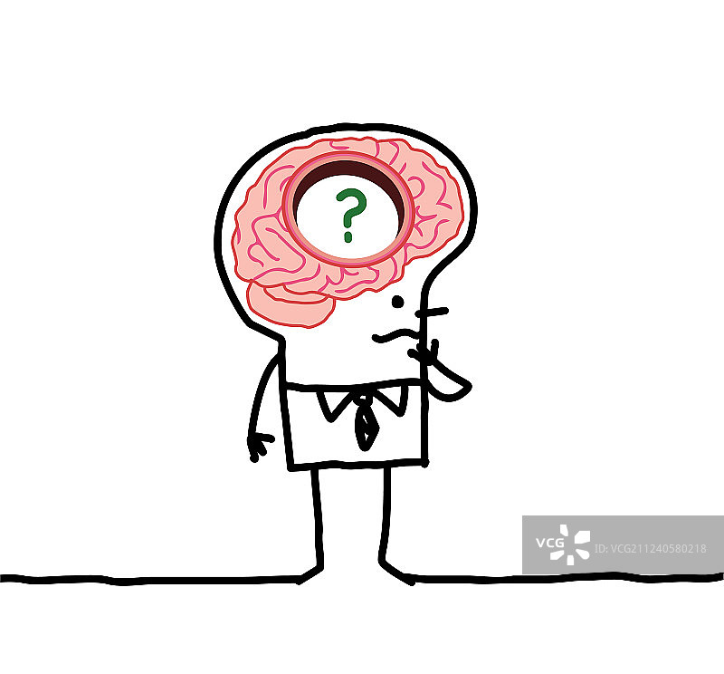 卡通大脑袋男人与记忆障碍图片素材